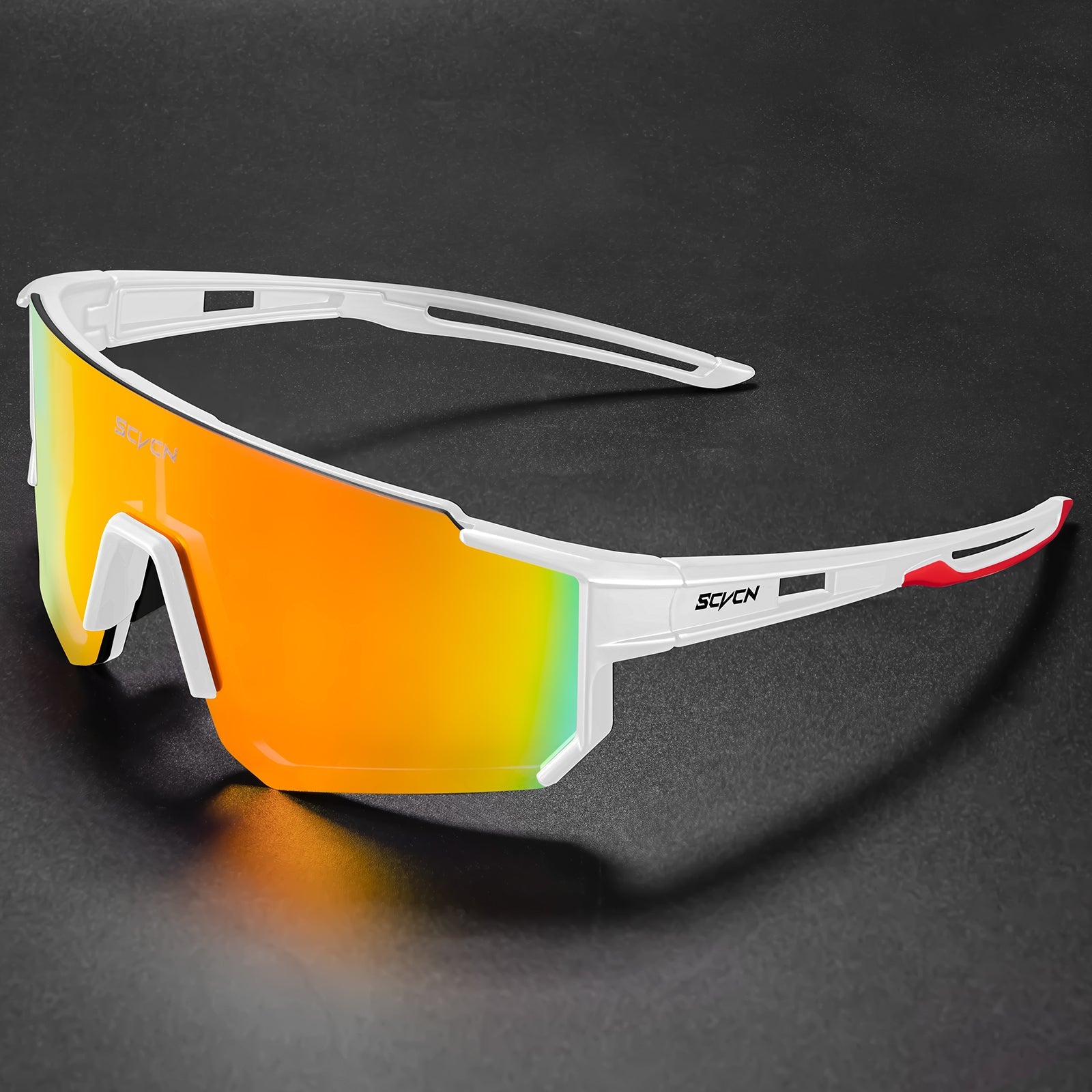 Óculos Esportivo Seven UV400 Kaivor - Branco/Laranja