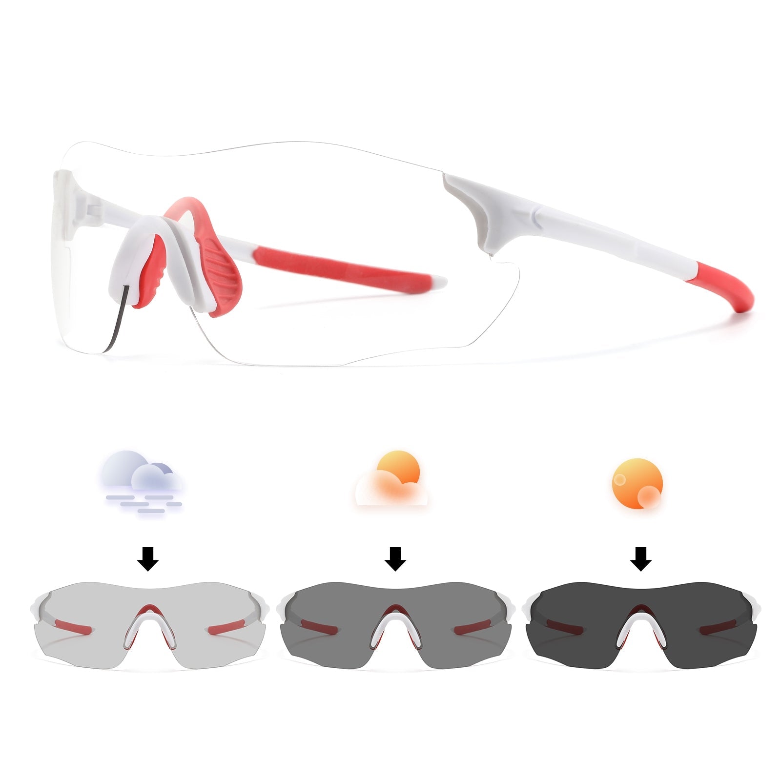 Óculos Fotocromático Sem Aro 23g Kaivor - Branco/Vermelho