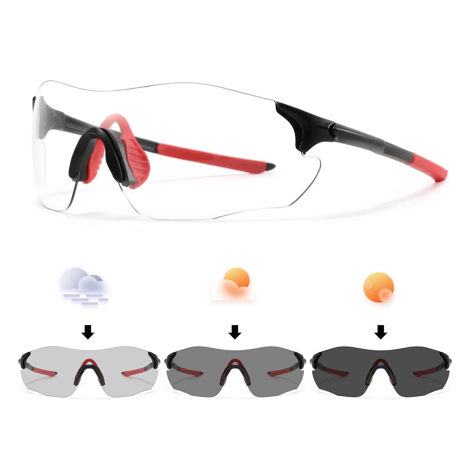 Óculos Fotocromático Sem Aro 23g Kaivor - Preto/Vermelho